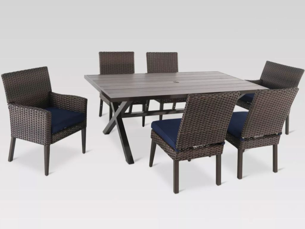 Threshold Halsted 7-Piece Rectangle Wicker Patio Dining Set