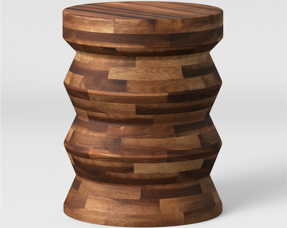 wooden zig zag stool