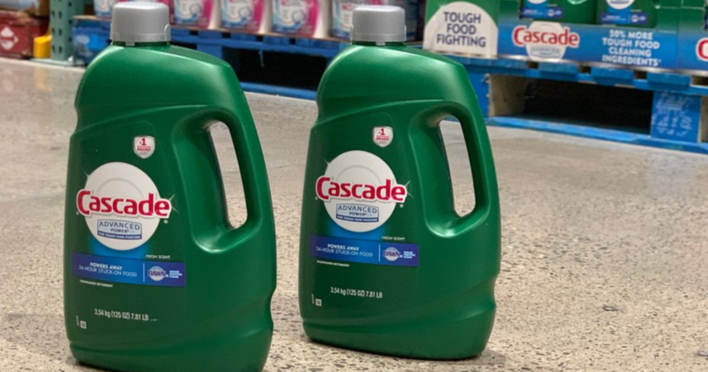 Two Cascade Liquid Dishwasher Detergent bottles