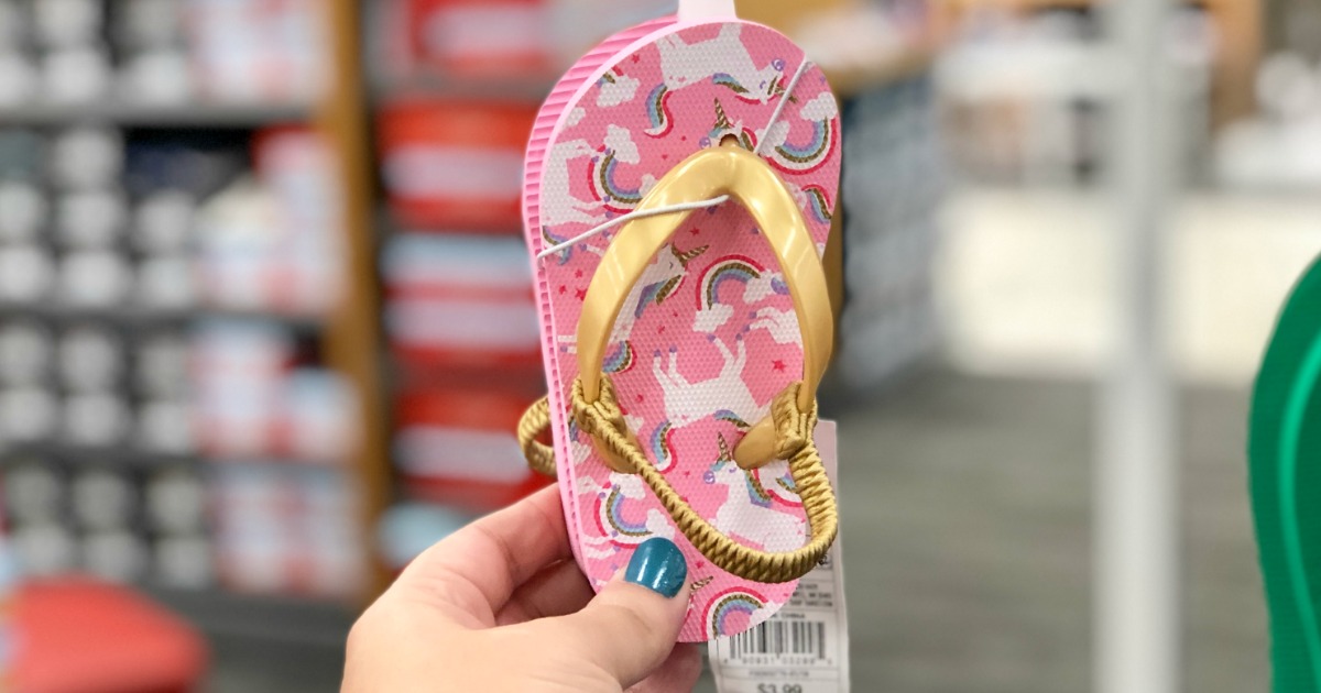 kids unicorn flip flops