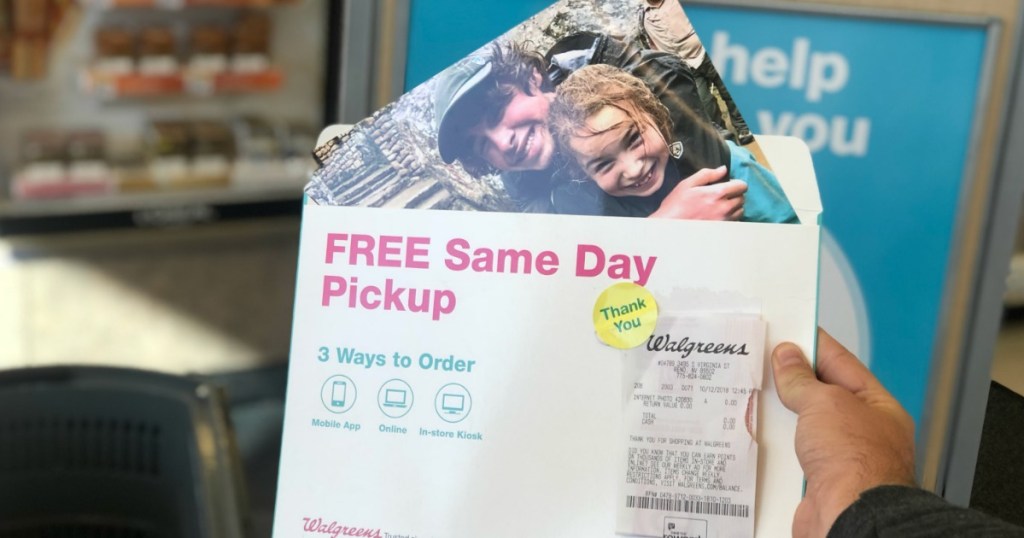 8x10 Photo Print in Walgreens envelope advertising free same day pickup