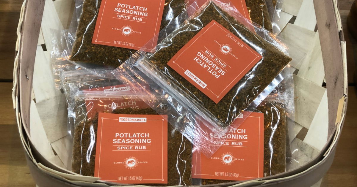 basket with pouches of potlatch seasoning