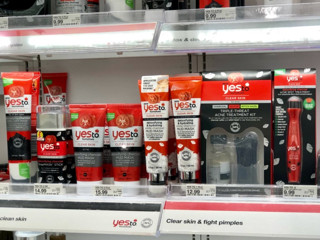 Yes to Tomatoes skin care products on Target shelf