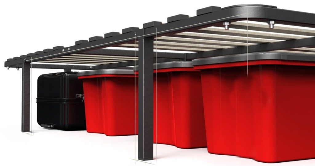 red storage crates under Zinus Cynthia 14 Inch MyEuro SmartBase