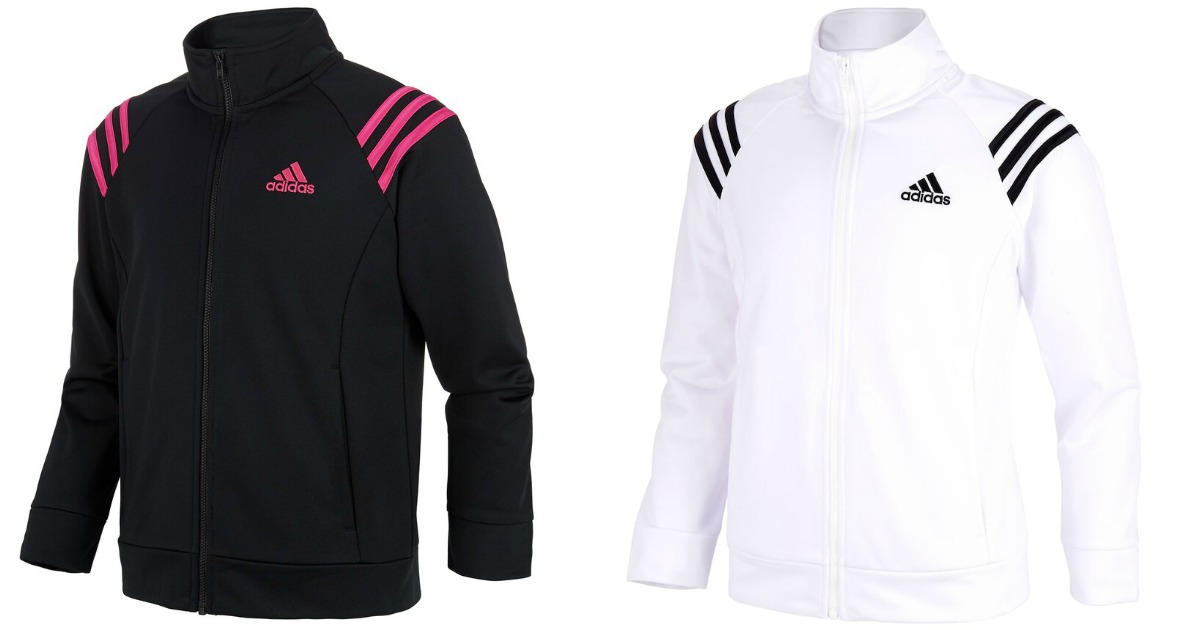 adidas girls black & pink and white & black track jackets