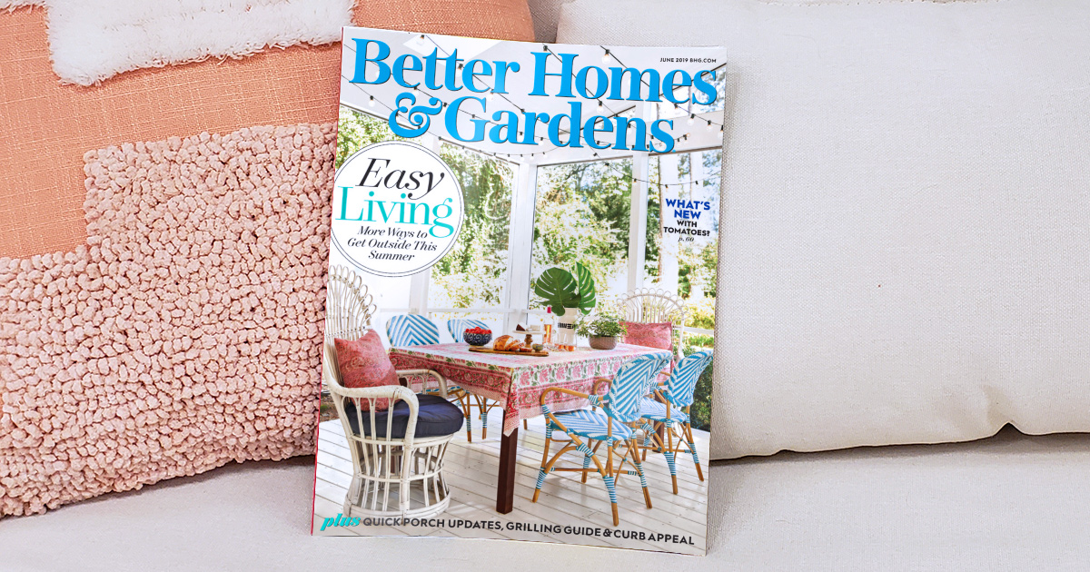 better home and gardens magazine on chair