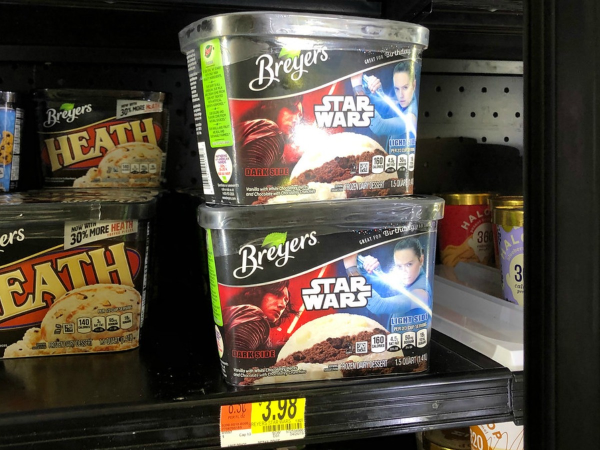 Star wars ice cream in Walmart store on freezer shelf