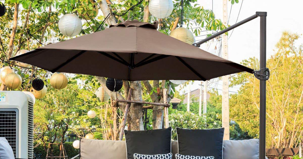 Amazon 11 Foot Outdoor Patio Hanging Umbrella Only 164 Shipped Comes W Base Crank Hip2save