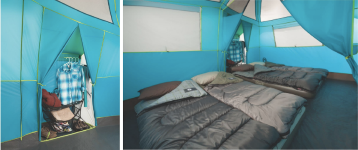 coleman tenaya tent interior showing closet and beds
