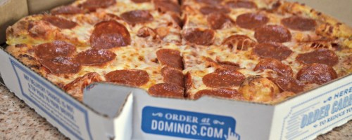 Domino's pepperoni pizza in the box