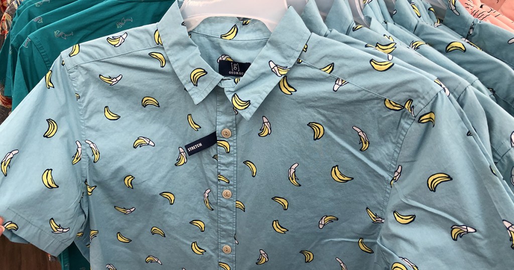 george slim fit button up banana print shirt at walmart