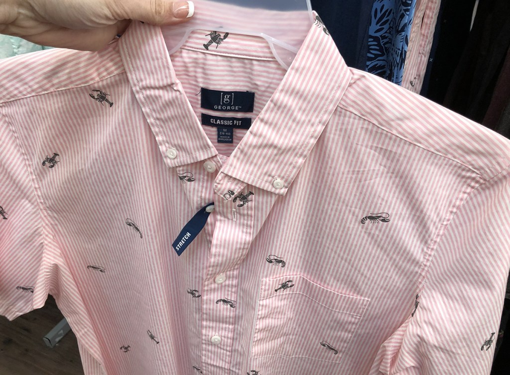 george classic fit lobster print button up shirt at walmart