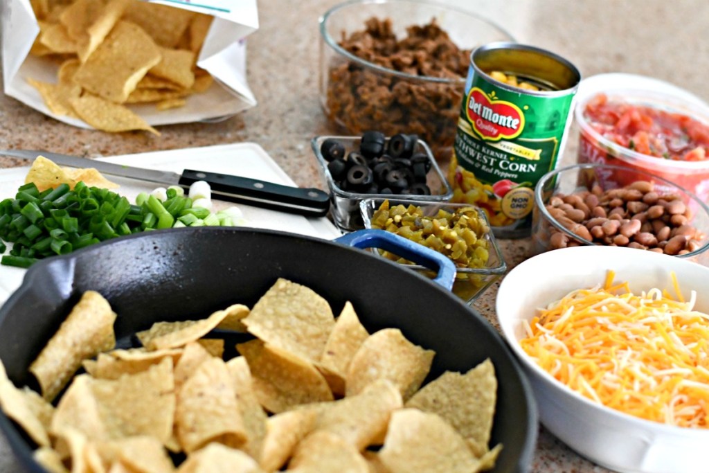 ingredients on counter for grilled nachos