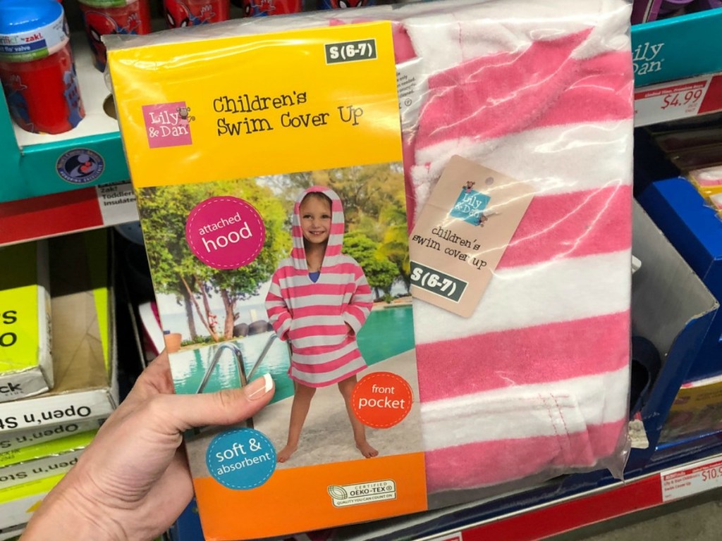 pink hooded towel for girl in package