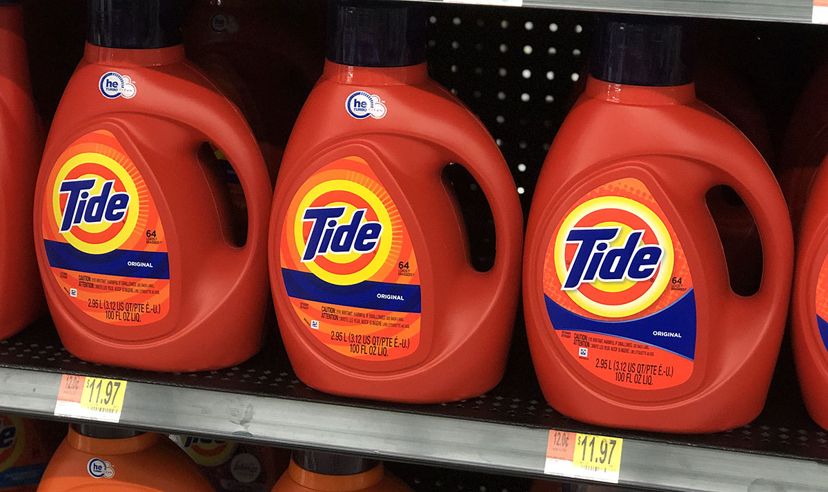 Tide Liquid detergent on Walmart shelf