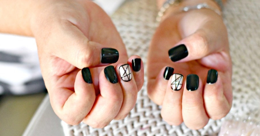 nails with Impress nail manicure in black
