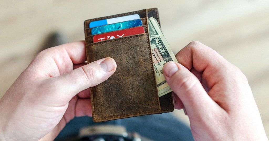 wallet with credit cards and cash