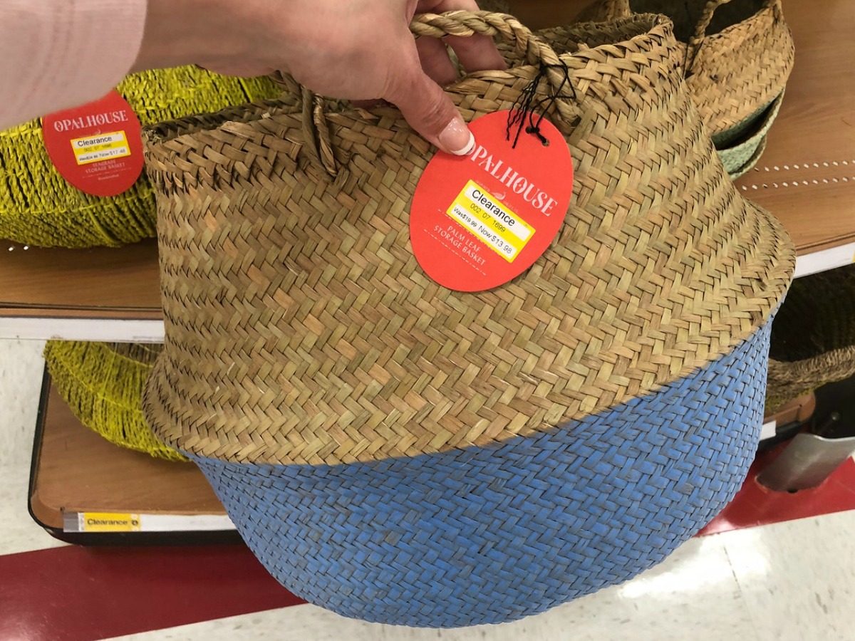 Blue and tan medium weaved Opalhouse basket with handles Target clearance