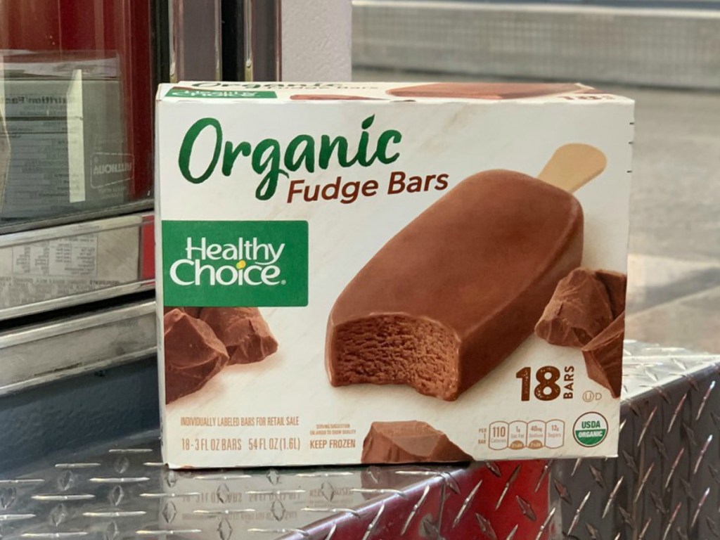 box of chocolate fudge bars on sticks in store