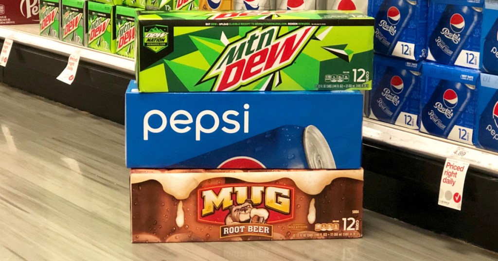 Pepsi Brand 12 Packs Pop sitting on Target floor