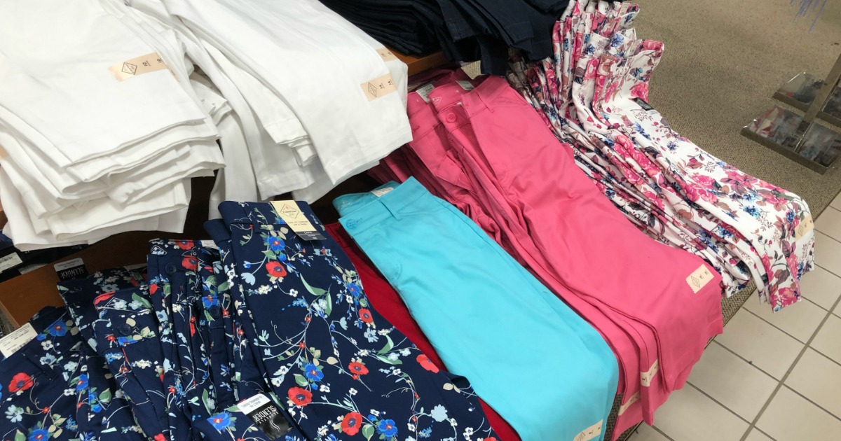 JCPenney capris in various prints on display in store
