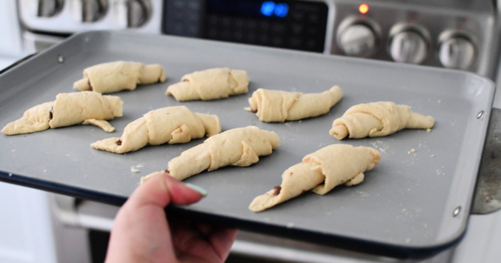 sheet pan with nutella crescents