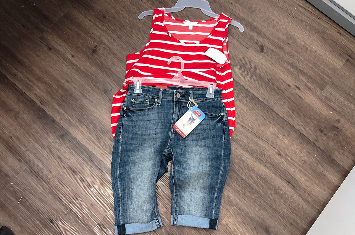 walmart red white and blue overalls