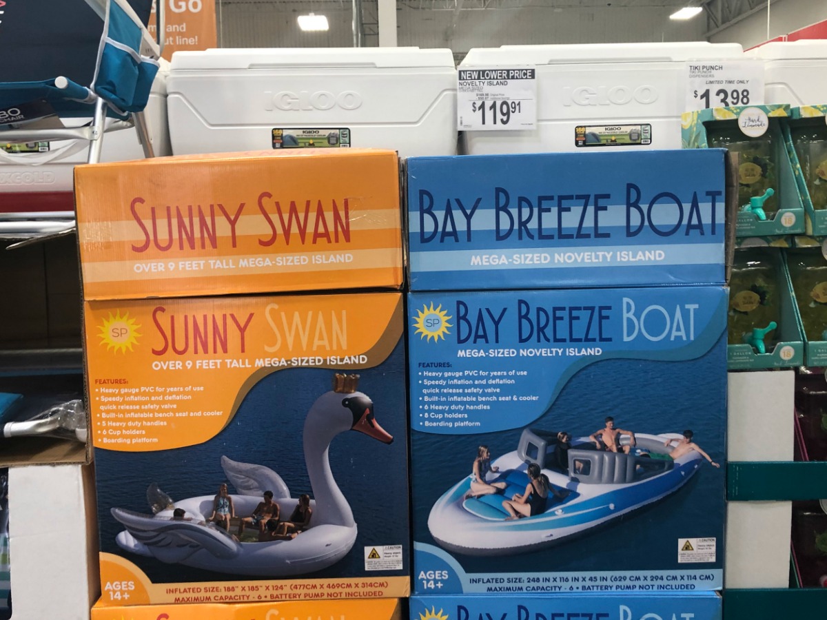 sunny swan and bay breeze boat boxes at store