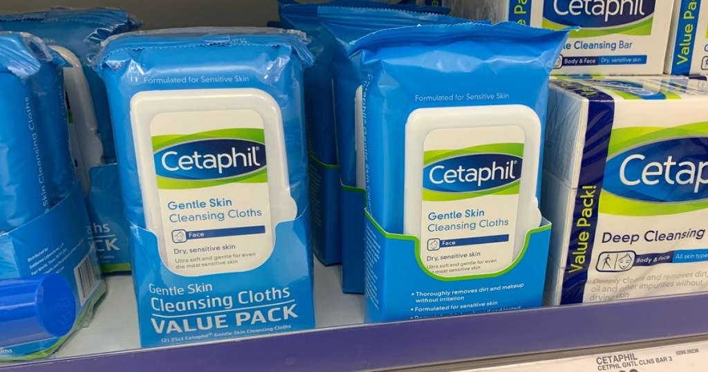 cetaphil gentle cleansing facial wipes on shelf at target