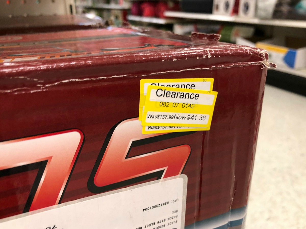 box with clearance tag on it from target