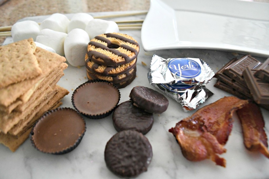 different candy and unique ingredients to make s'mores 