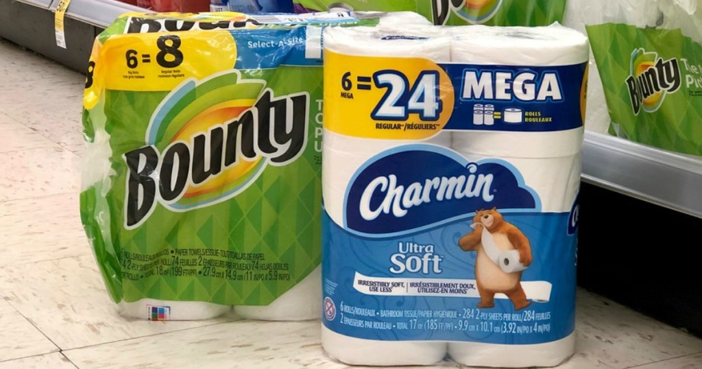 bounty paper towels and charmin toilet paper at walgreens