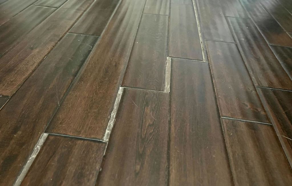 wood floor with cracking seam