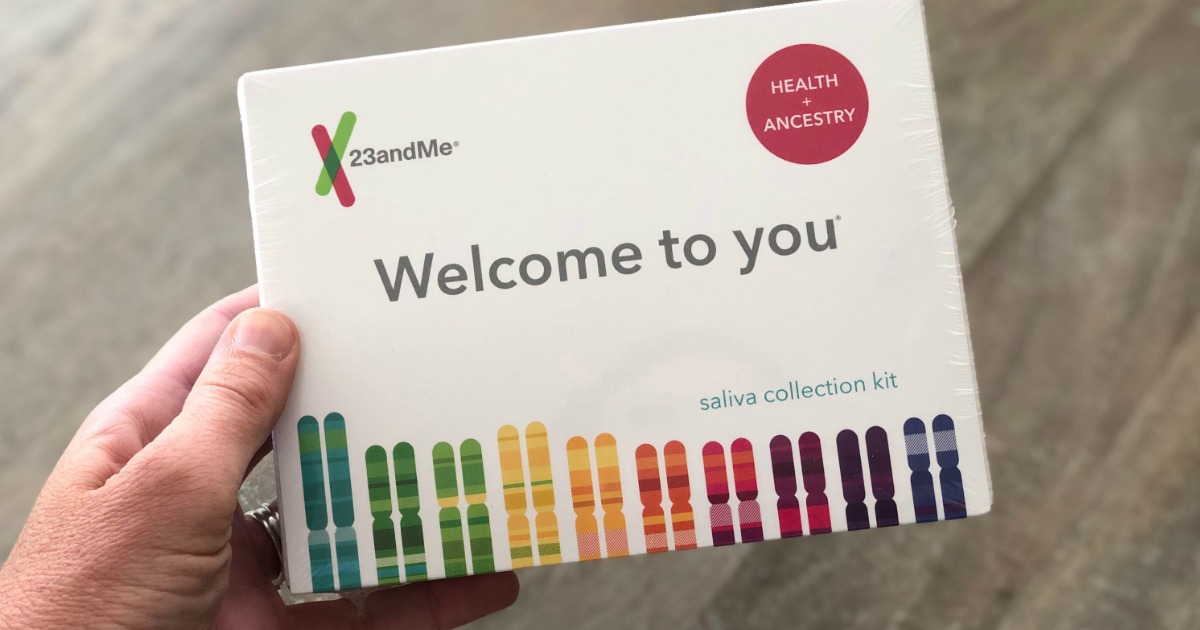 Person holding 23andMe DNA Test w/ Health + Ancestry box