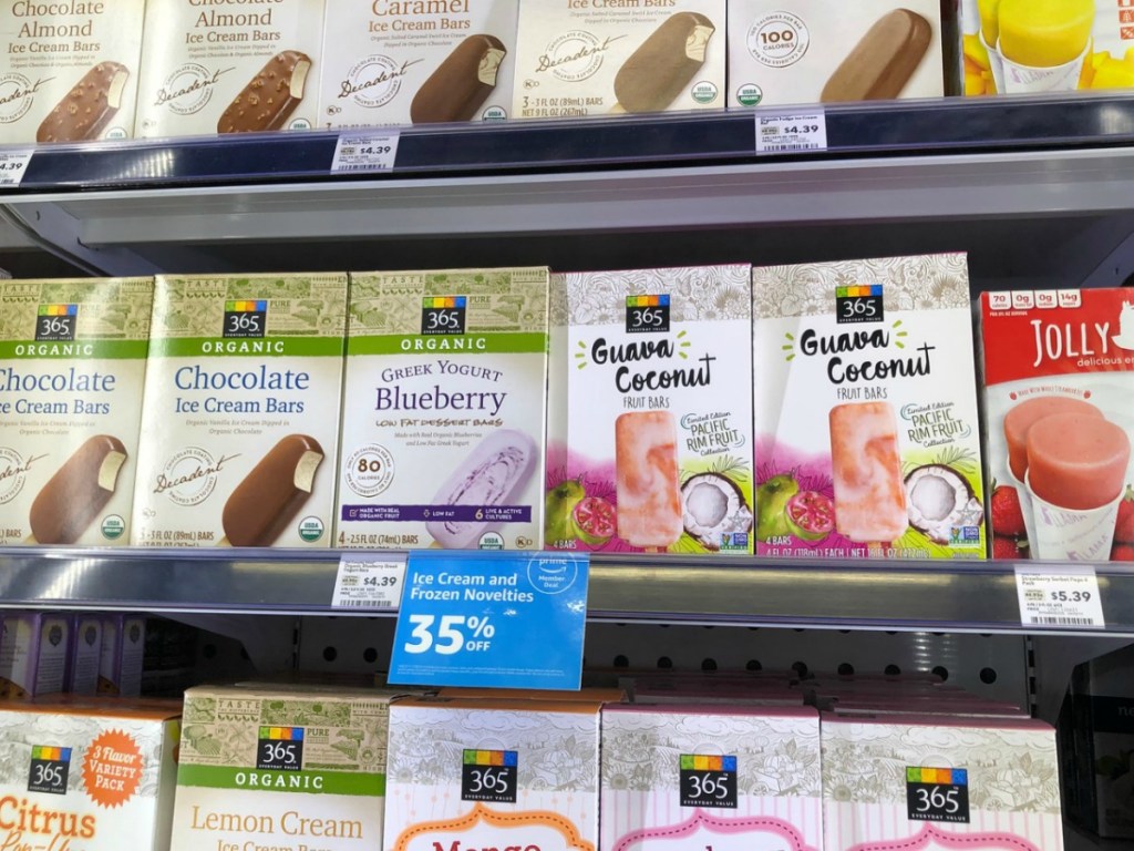 boxes of ice cream on store shelf