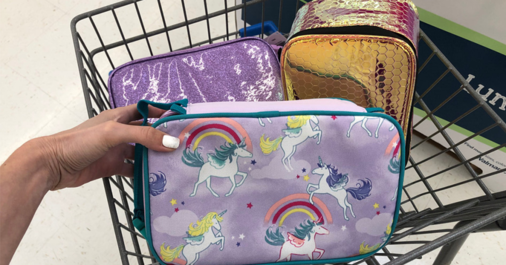 Purple Unicorn and rainbows lunch bag from walmart