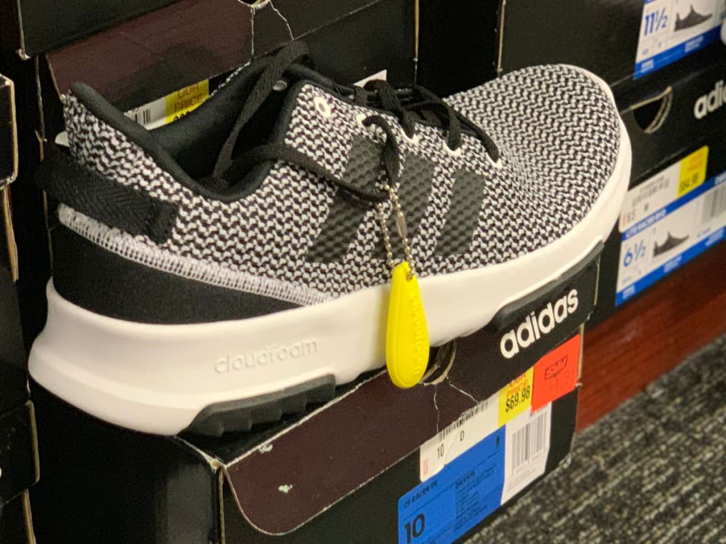 men's Adidas Cloudfoam Racer TR Shoes in grey on box in store