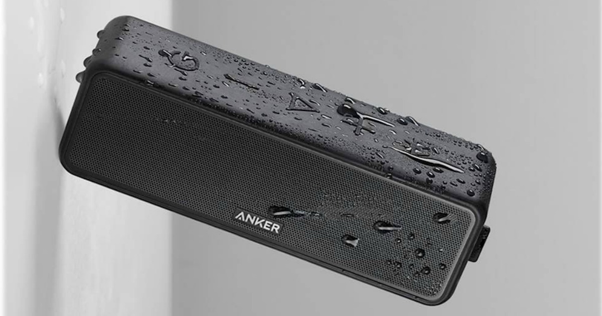 anker speaker with water on it