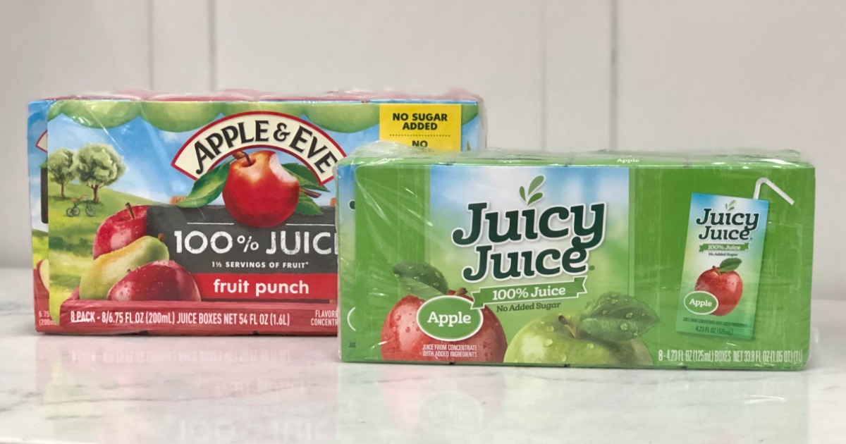 Apple & Eve and Juicy Juice Juice boxes