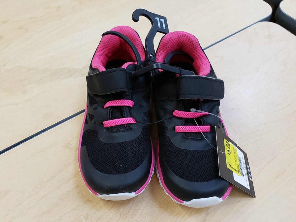 shoes on table with black and pink