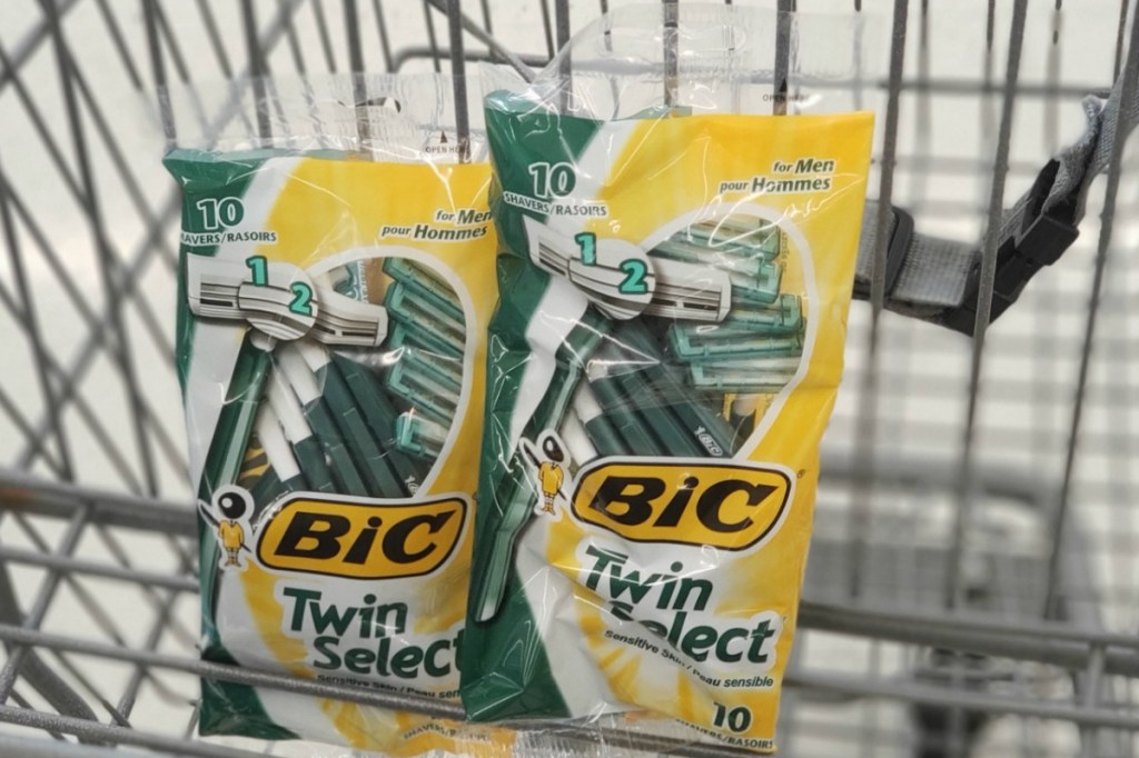 Two packages of BIC Twin Select Razors in Walgreens in cart