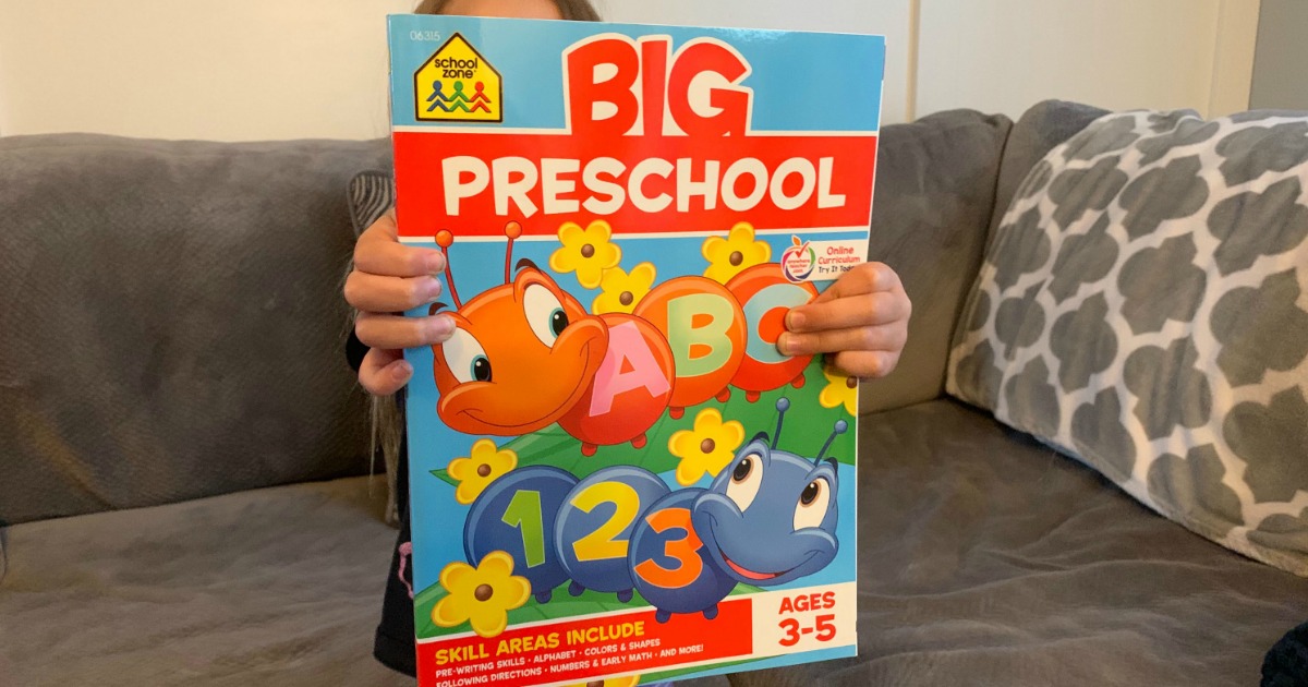 Following Directions Ages 3 to 5 Colors Pre-Writing Shapes School Zone Big Workbook Series Numbers Big Preschool Workbook Phonics School Zone 320 Pages Early Math Alphabet and More 