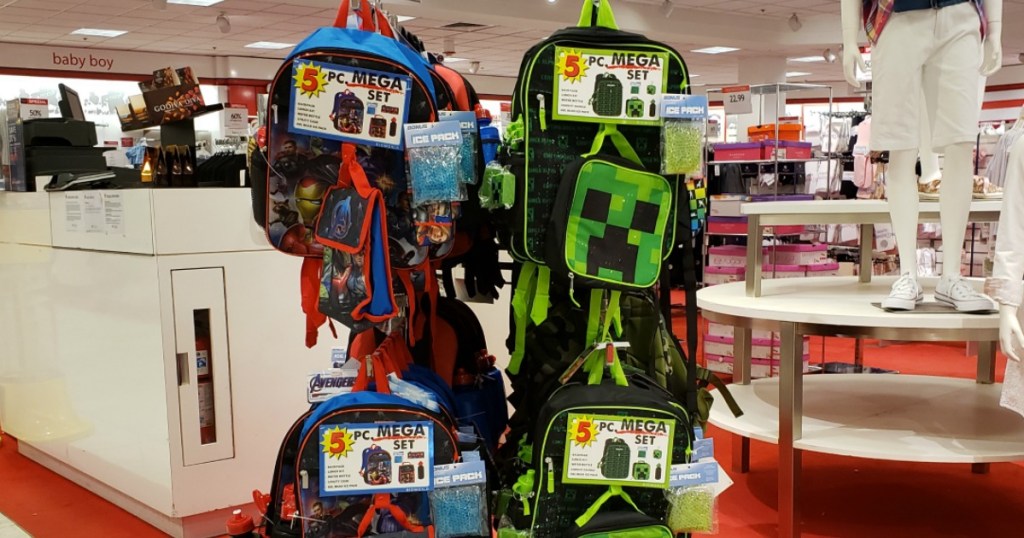 backpacks on display at Macy's