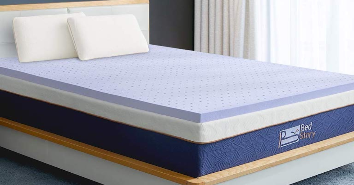 BedStory memory-foam topper mattress 2inch Queen-size Lavender with Cloth Cover 