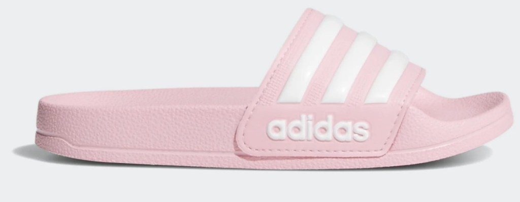 Kids pink and white slide sandals from adidas