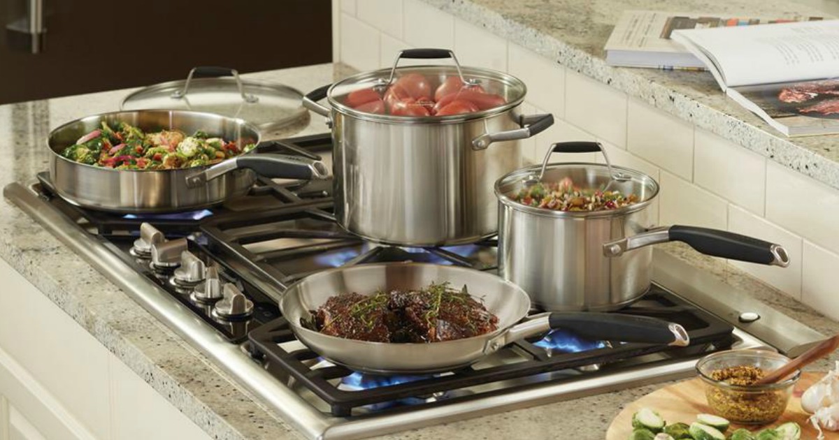 Calphalon Select 12 Piece Stainless Steel Cookware Set Only 140   Calphalon Select Pans 