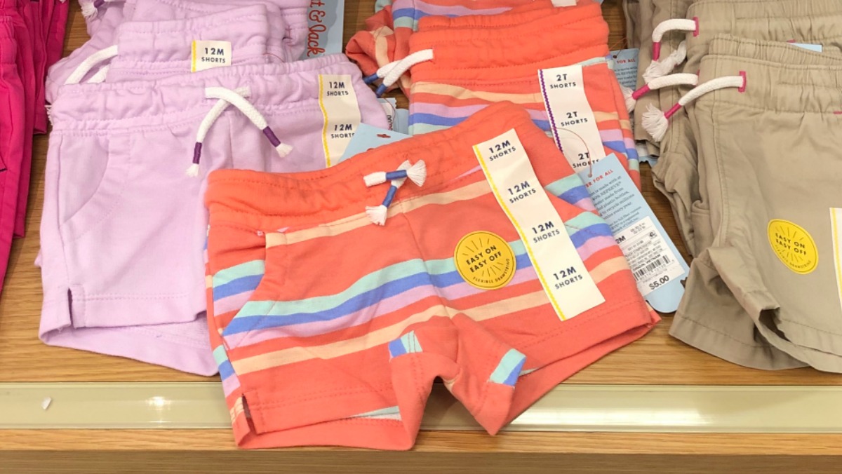 Toddler girls shorts with peach stripes