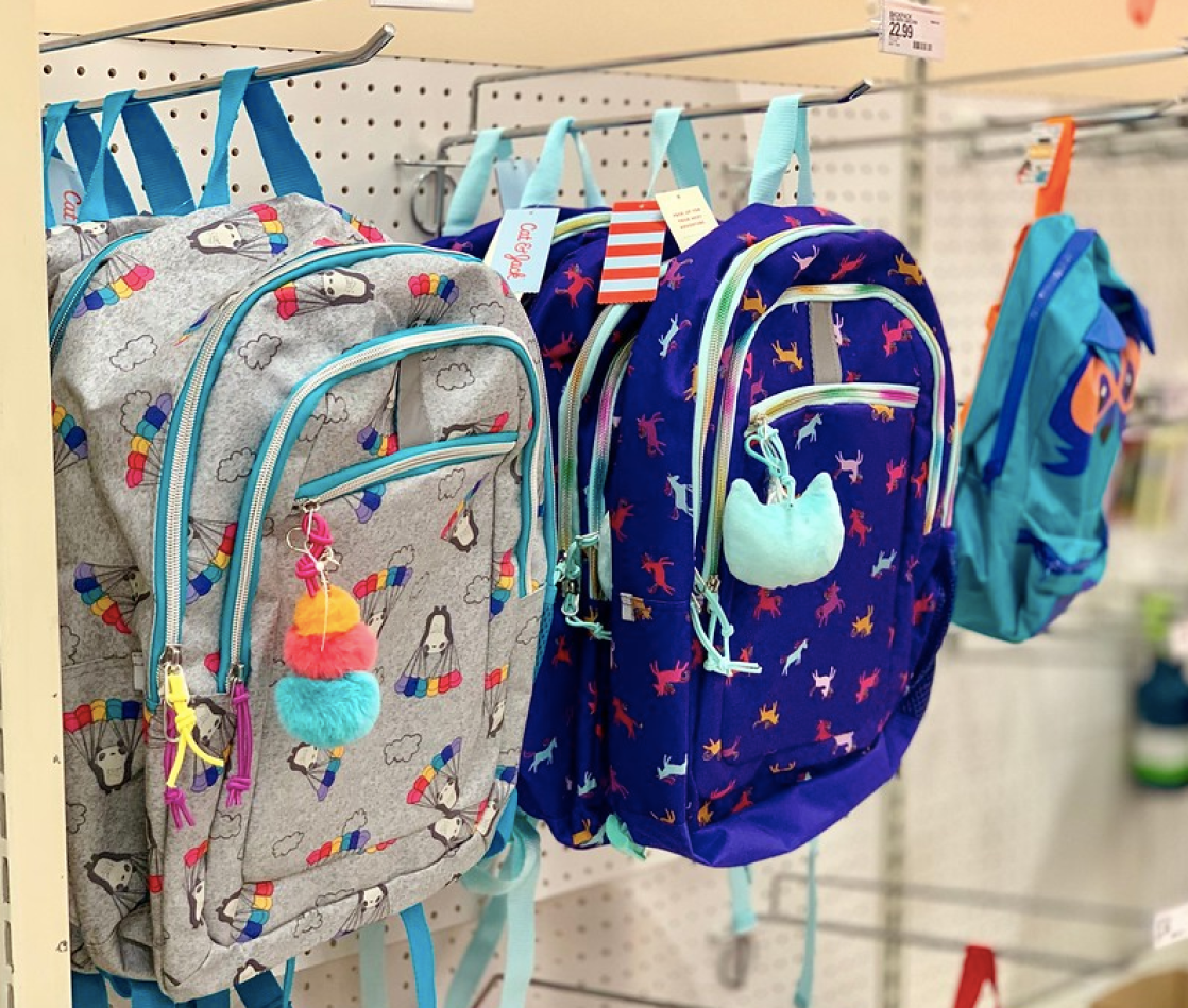 Cat & Jack Kids Backpacks hanging in Target