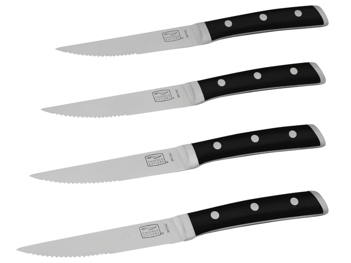4-Piece Stainless Steel Steak Knife Set - High Carbon, Serrated Edge, Dishwasher Safe & Durable