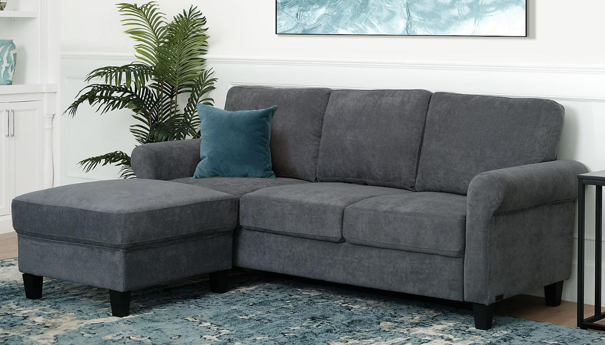 gray Clarence Fabric Reversible Sofa Sectional